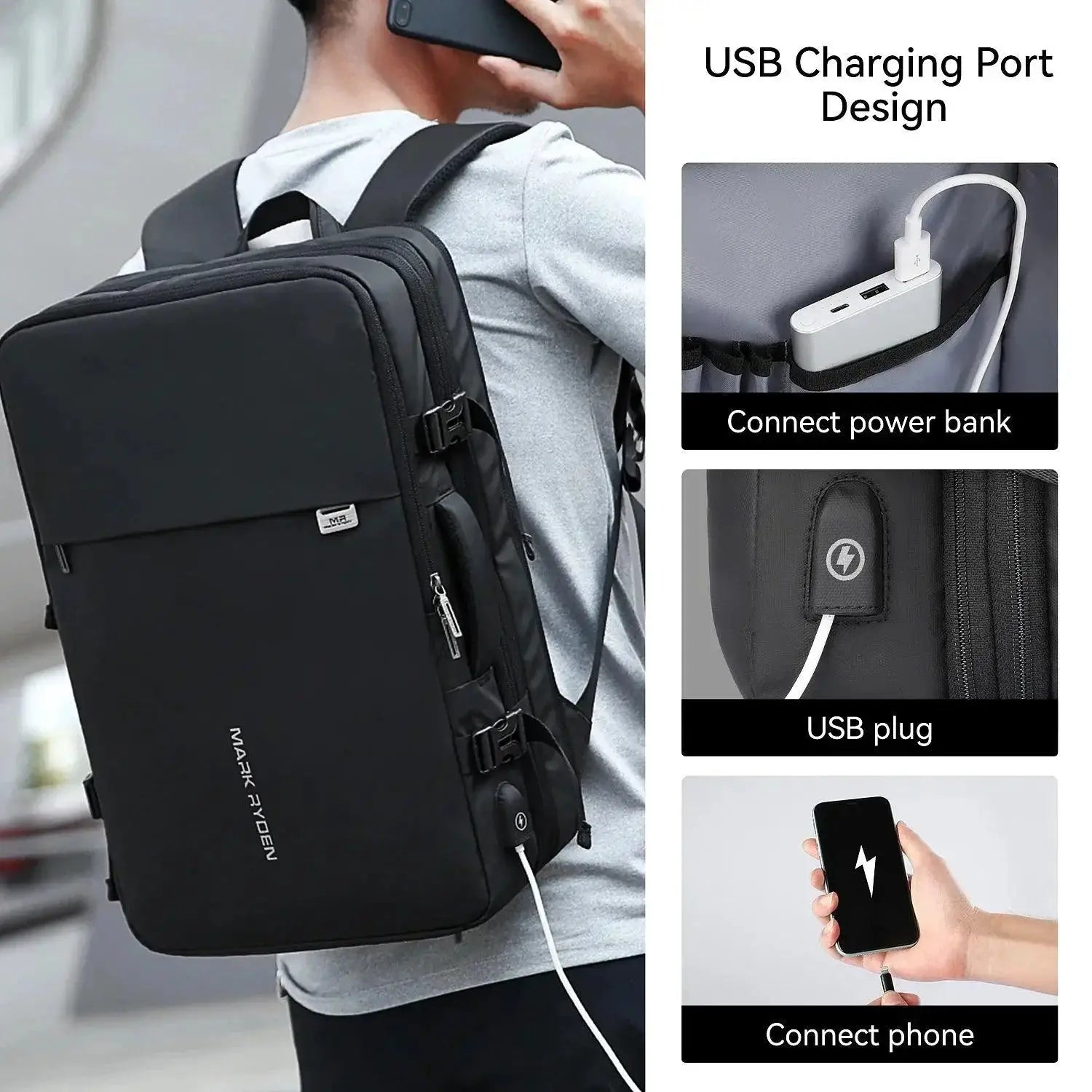 Mark Ryden 40L Backpack For Men Rucksack Fits 17 Inch Laptop