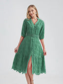 Marwin Cotton Hollow Out Summer Dress Stylish A-Line Dress