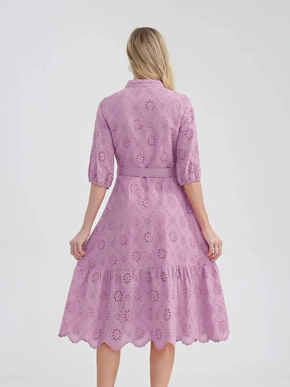 Marwin Cotton Hollow Out Summer Dress Stylish A Line Fashion