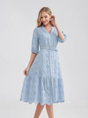 Marwin Cotton Hollow Out Summer Dress Stylish A-Line Dress