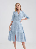Marwin Cotton Hollow Out Summer Dress Stylish A-Line Dress