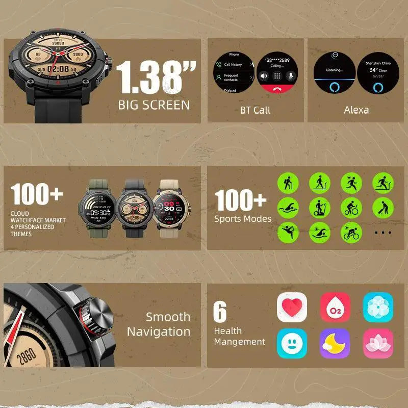 MASX Oasis X Alexa GPS Fitness Smartwatch Waterproof Durable