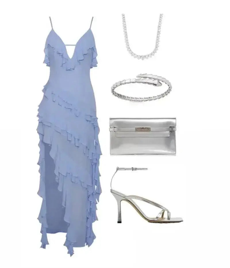 Maxi Midi Ruffles Beach Dress Chic A Line Style Summer