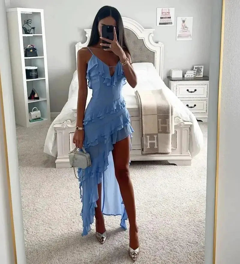 Maxi Midi Ruffles Beach Dress Chic A Line Style Summer