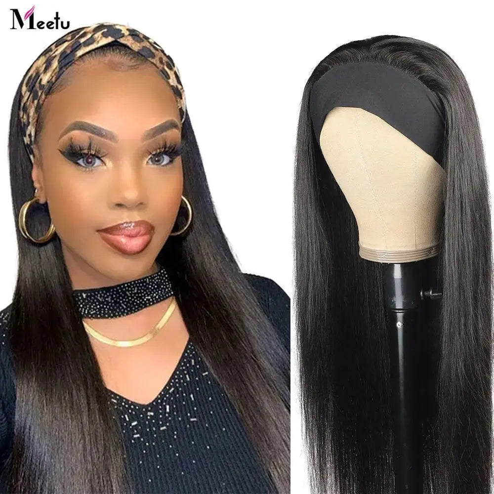 Meetu Black Women Headband Wig Stylish Easy Install Choice