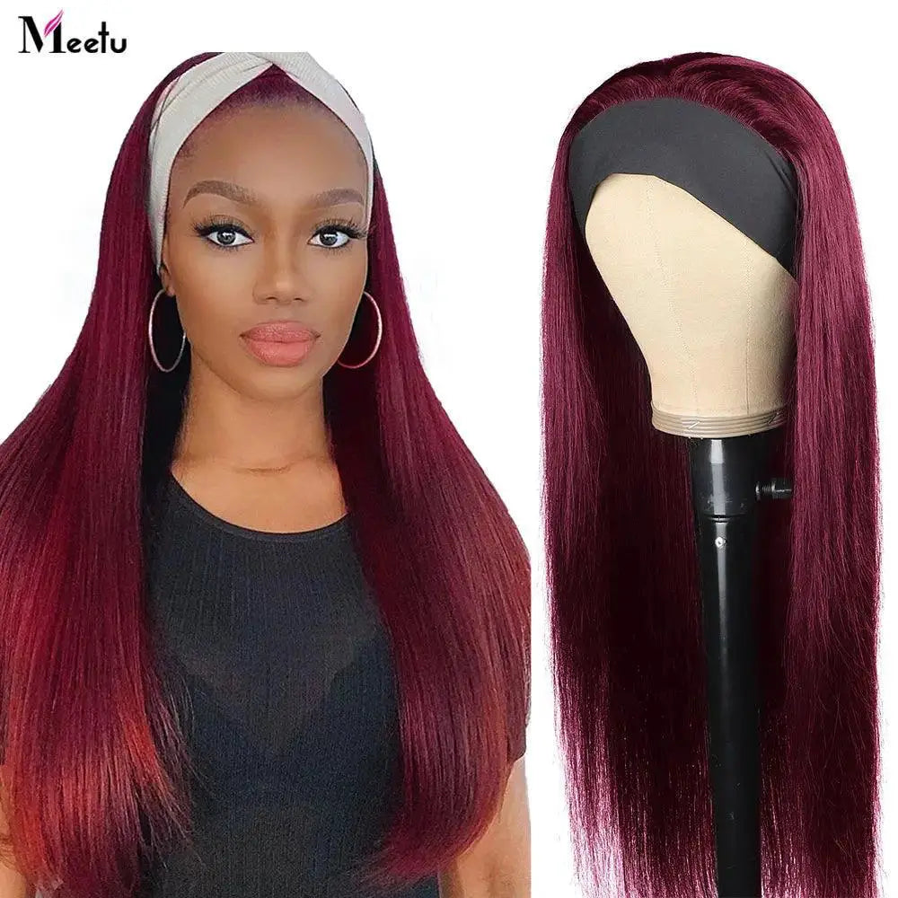 Meetu Black Women Headband Wig Stylish Easy Install Choice