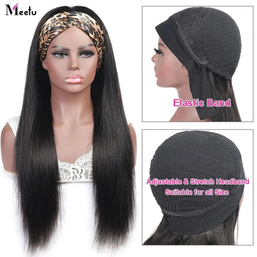 Meetu Black Women Headband Wig Stylish Easy Install Choice