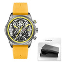 Megir Chronograph Watch For Men Yellow Silicone Strap