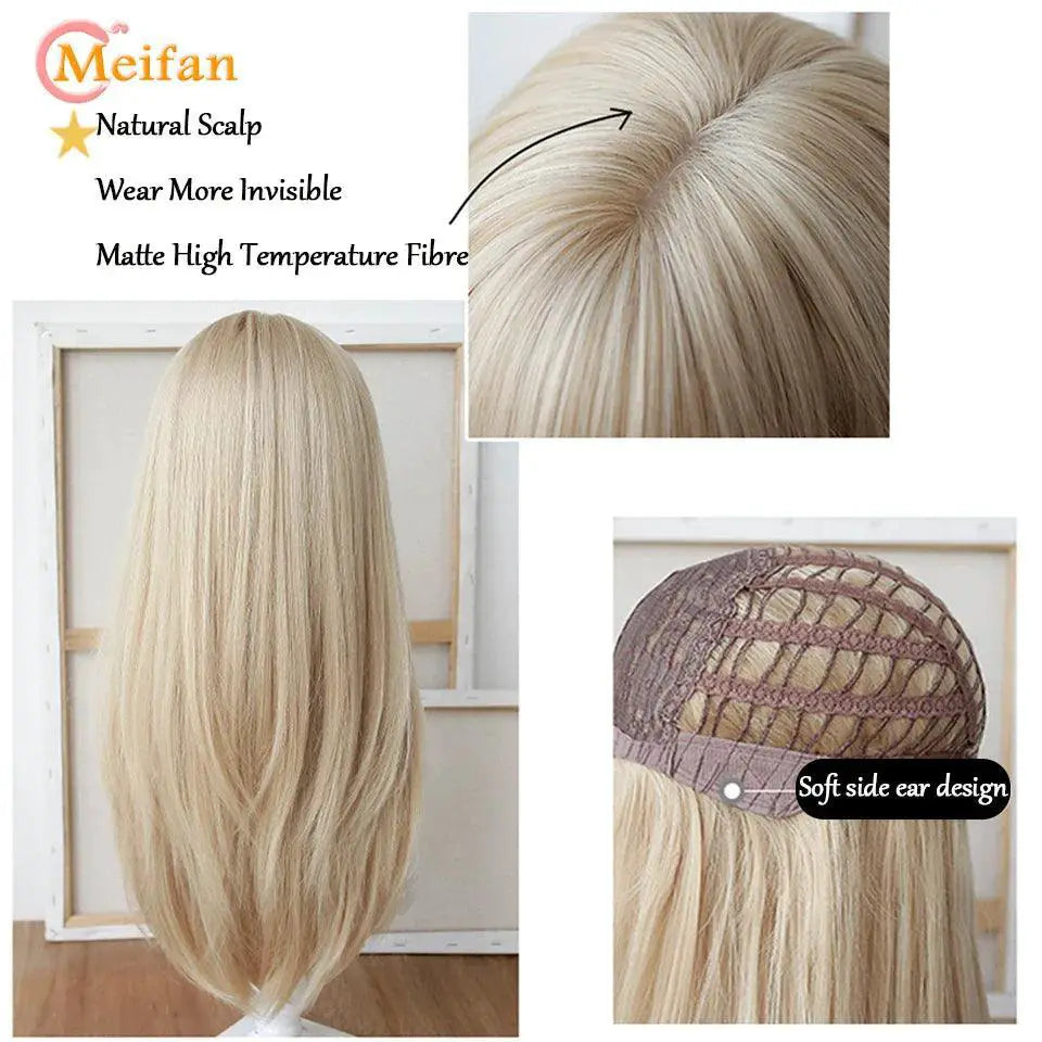 Meifan Lolita Wig Vibrant Ombre Pink Cosplay Hairpiece