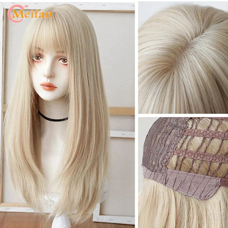 Meifan Lolita Wig Vibrant Ombre Pink Cosplay Hairpiece