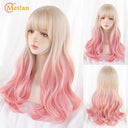 MEIFAN Lolita Wig: Vibrant Ombre Pink Cosplay Hairpiece