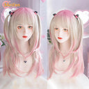 MEIFAN Lolita Wig: Vibrant Ombre Pink Cosplay Hairpiece