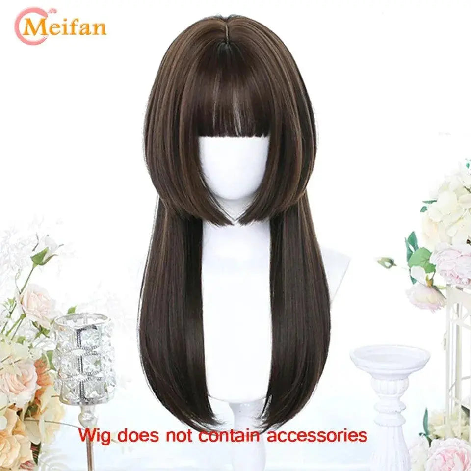 Meifan Lolita Wig Vibrant Ombre Pink Cosplay Hairpiece