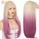 MEIFAN Lolita Wig: Vibrant Ombre Pink Cosplay Hairpiece