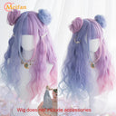 MEIFAN Lolita Wig: Vibrant Ombre Pink Cosplay Hairpiece