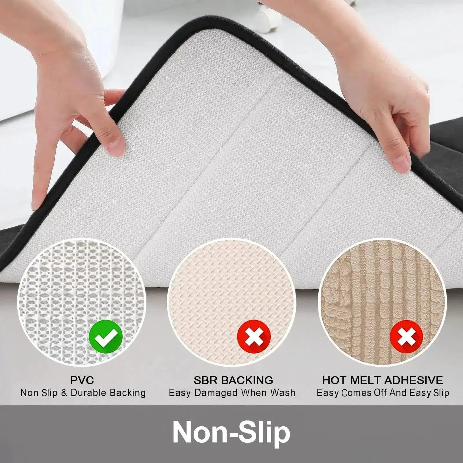 Memory Sponge Stripe Bath Floor Mat Safe Absorbent Washable