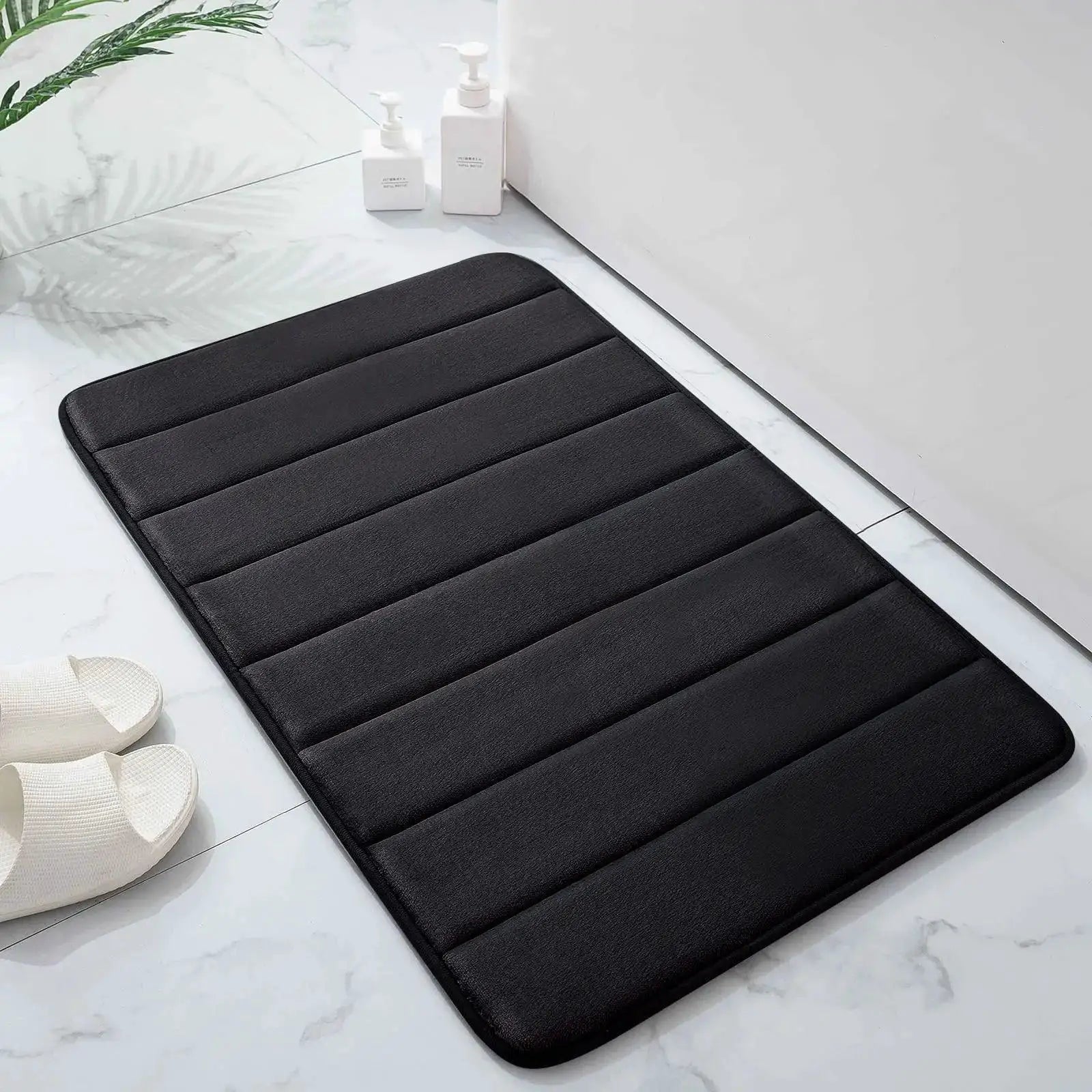 Memory Sponge Stripe Bath Floor Mat Safe Absorbent Washable