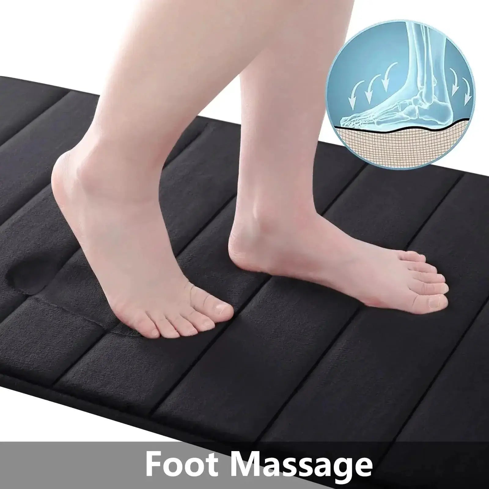 Memory Sponge Stripe Bath Floor Mat Safe Absorbent Washable