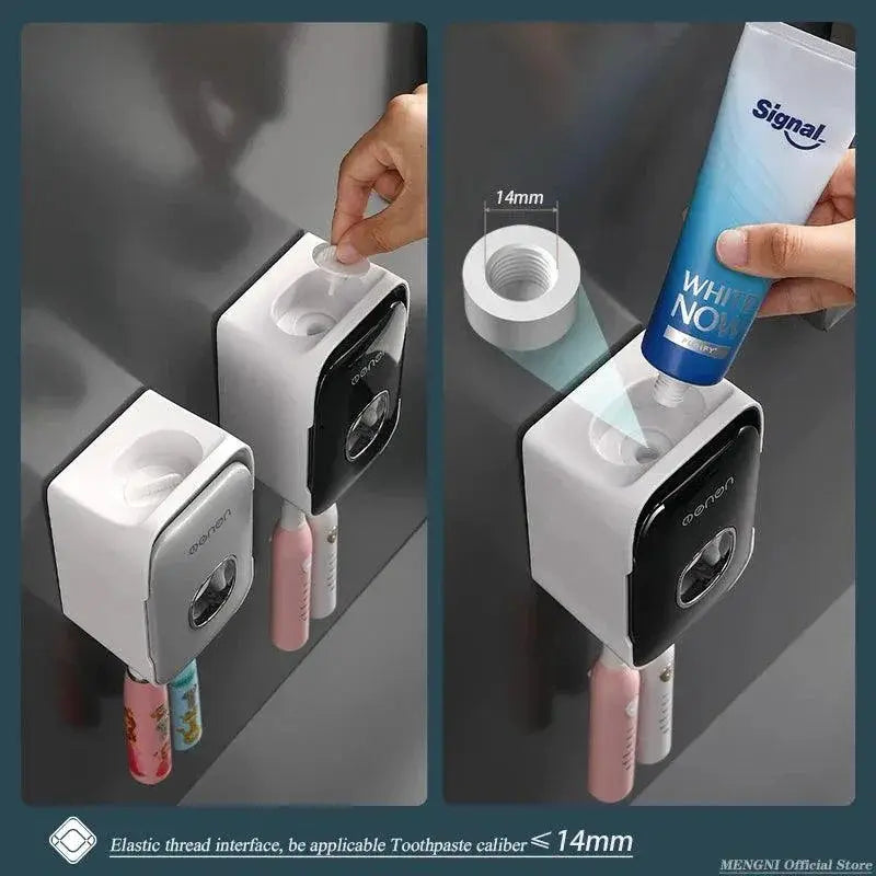 MENGNI Toothpaste Dispenser With Wall Mounted Holder