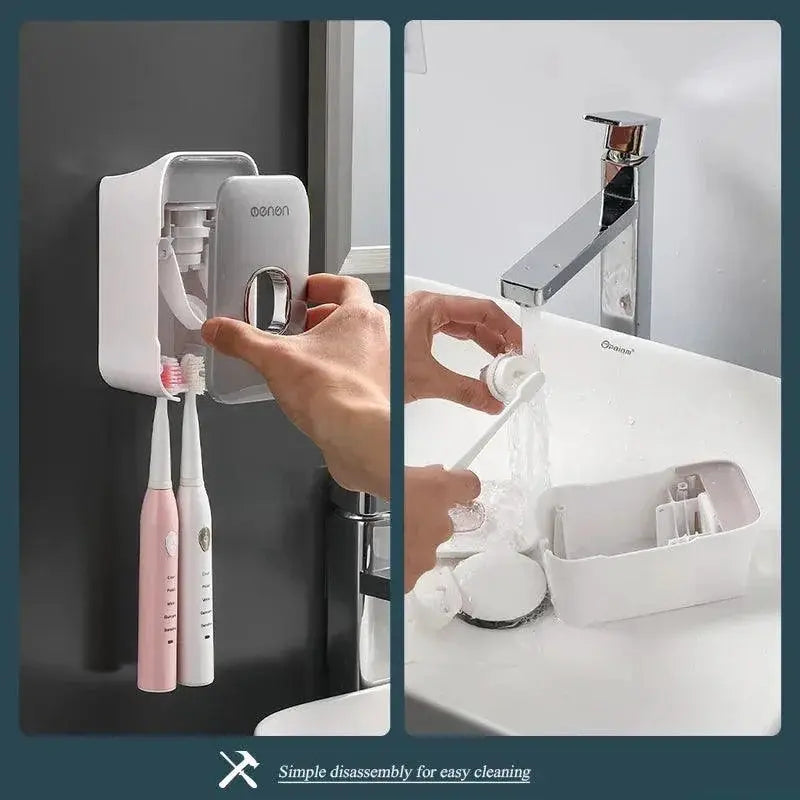 MENGNI Toothpaste Dispenser With Wall Mounted Holder