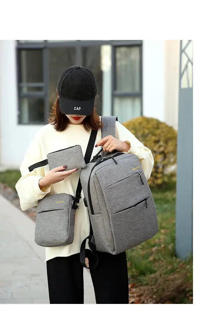 Mens Business Backpack USB Charging Casual Student Bag