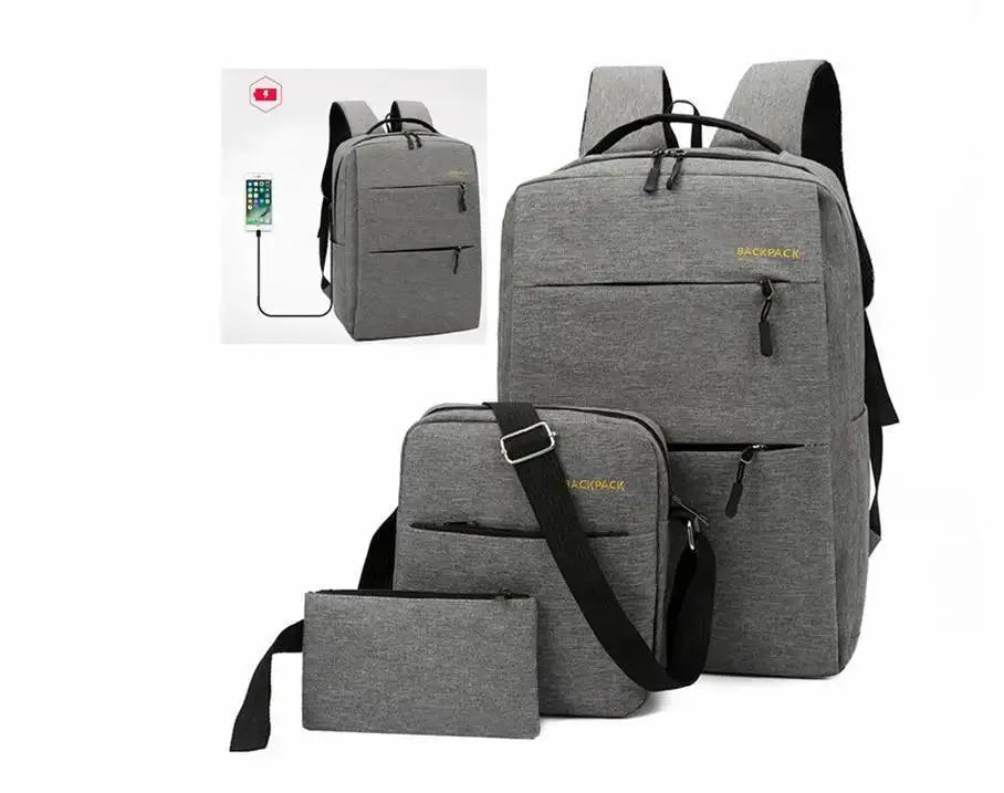 Mens Business Backpack USB Charging Casual Student Bag