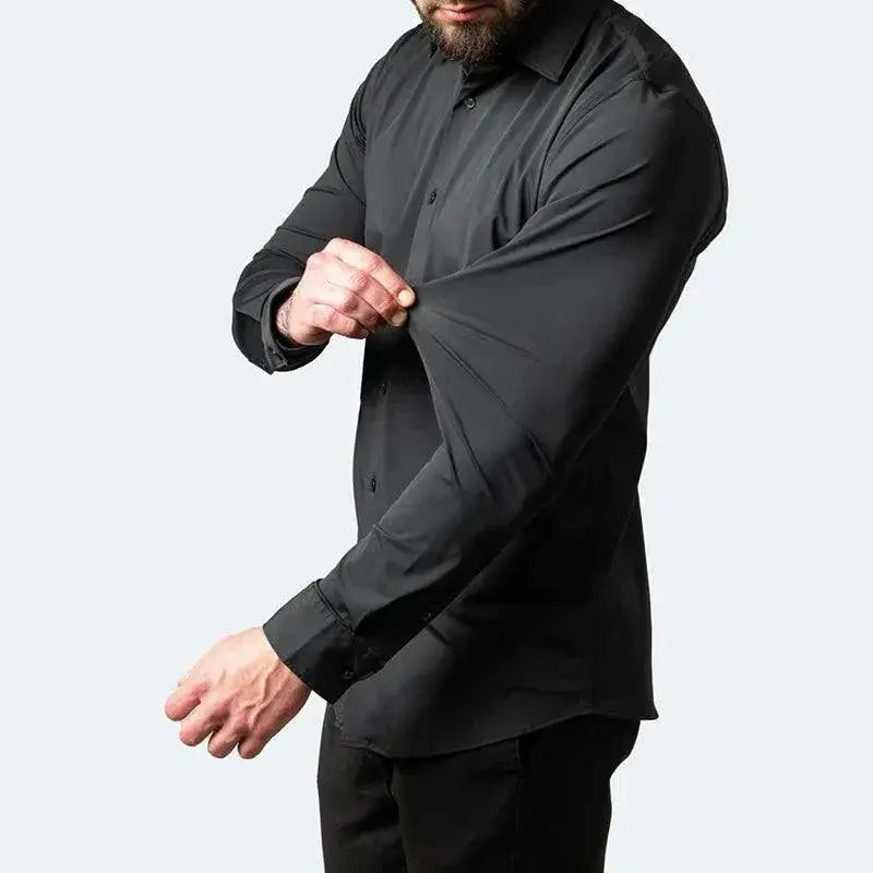 Mens Seamless Spandex Dress Shirt Slim Fit Fashionable