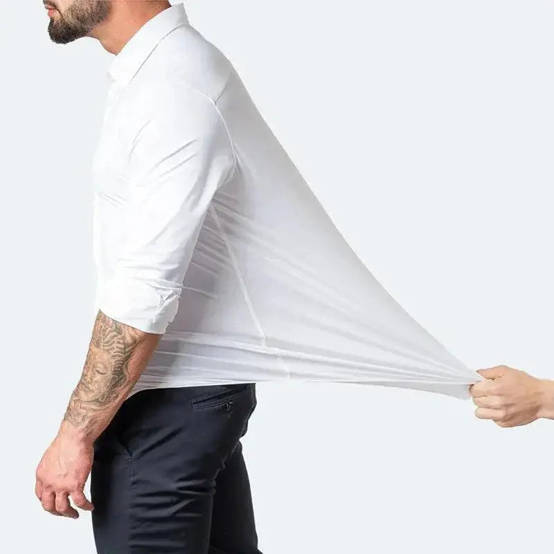 Mens Seamless Spandex Dress Shirt Slim Fit Fashionable