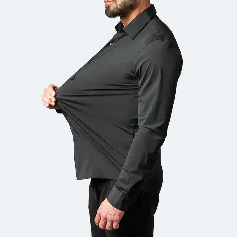 Mens Seamless Spandex Dress Shirt Slim Fit Fashionable