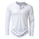 Men's Stylish Cotton Henley Shirt Casual Long Sleeve T-Shirt