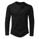 Men's Stylish Cotton Henley Shirt Casual Long Sleeve T-Shirt