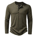 Men's Stylish Cotton Henley Shirt Casual Long Sleeve T-Shirt