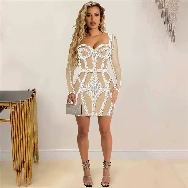 Mesh Chest Wrapped Dress For Summer Glamour And Elegance