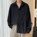 Mesh Men's Hollow Out Shirt With Lapel Blouse For Vacation