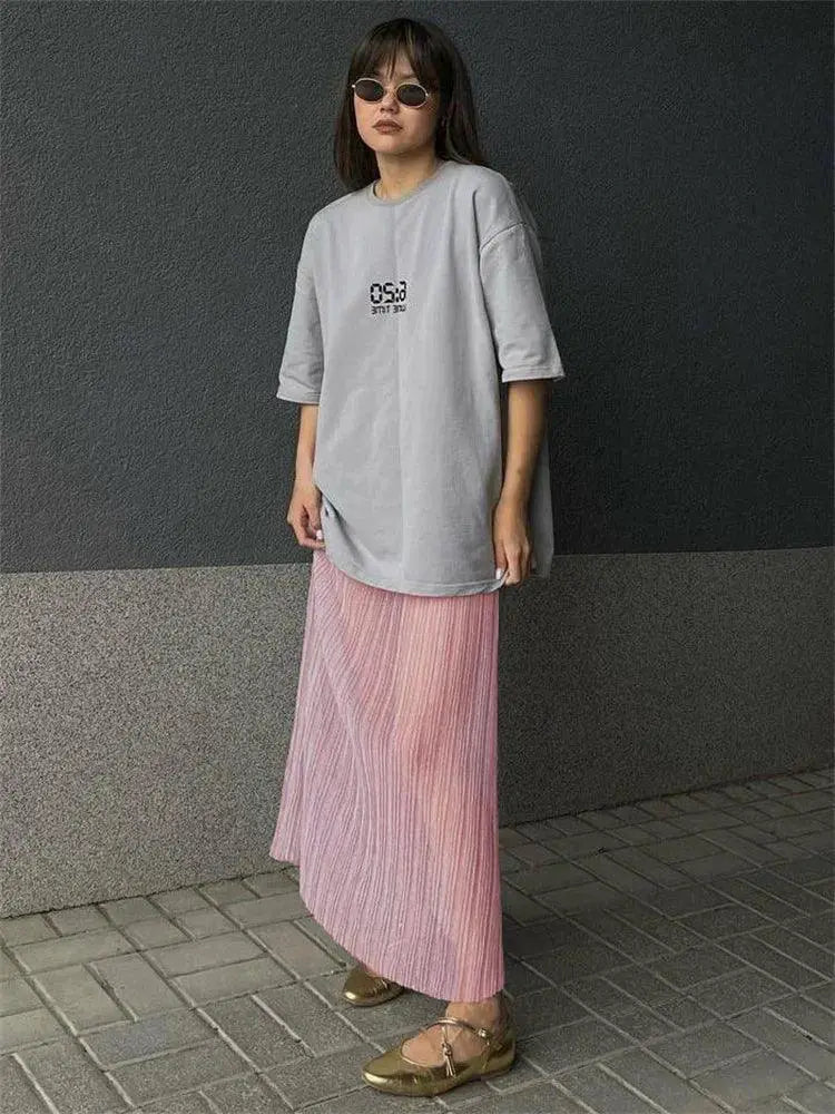Mesh Pleated See Through Beach Maxi Skirt For Women