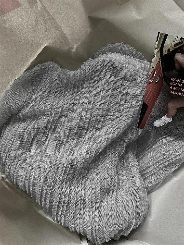 Mesh Pleated See Through Beach Maxi Skirt For Women