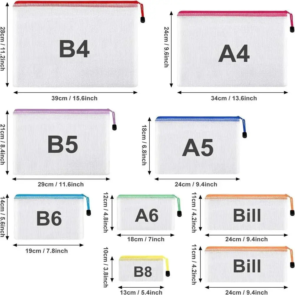 Mesh Zipper Pouch Waterproof Travel Document Organizer
