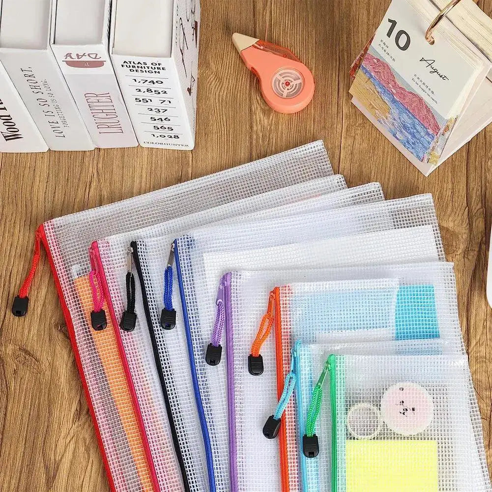 Mesh Zipper Pouch Waterproof Travel Document Organizer