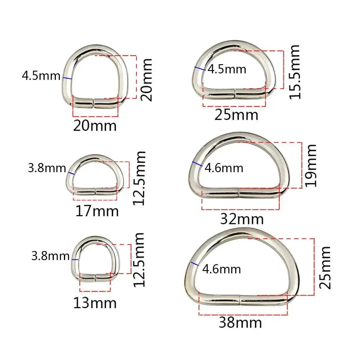 Metal D Ring Buckle For Leather Craft Straps And Bags