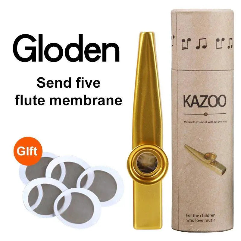 Metal Kazoo and 5 Piece Flute Gift Set for Musicians