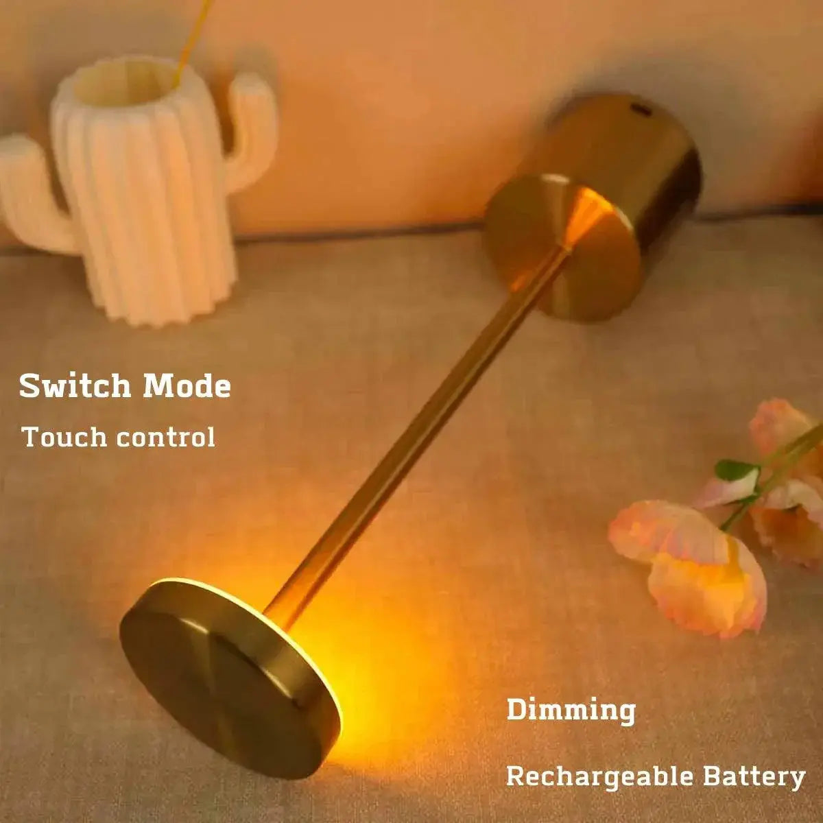 Metal Touch Table Lamp Rechargeable LED Light for Home