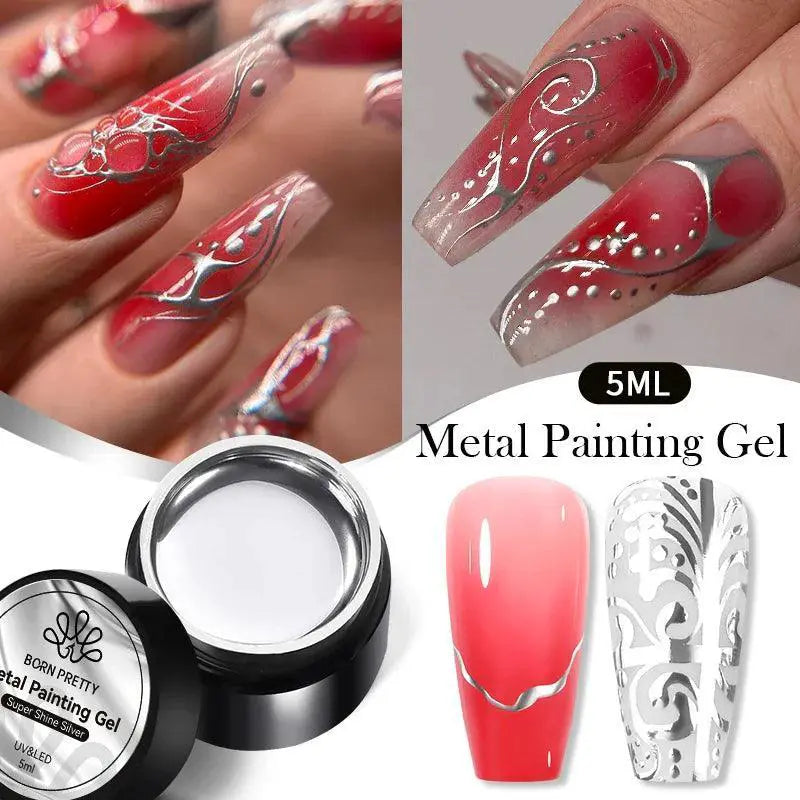 Metallic Flower Drawing Gel For UV Nail Art Designs 5ml