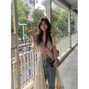 MEXZT Vintage Ruffles Bandage Dress Elegant Hollow-Out Robe