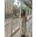 MEXZT Vintage Ruffles Bandage Dress Elegant Hollow-Out Robe