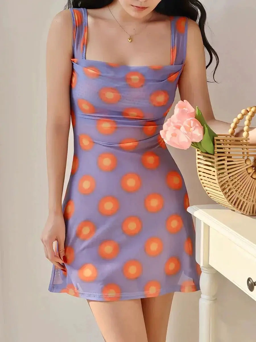 MH Polka Dot Square Neck Dress Chic Holiday Style Perfect