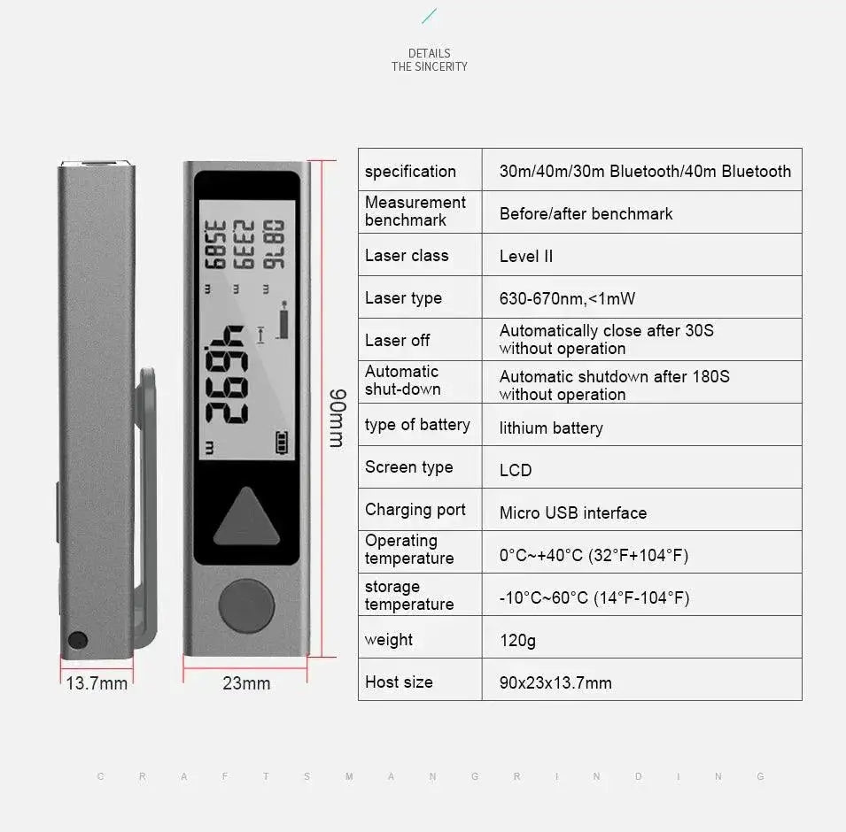 Mileseey Mini Bluetooth Laser Distance Meter Precision Tool