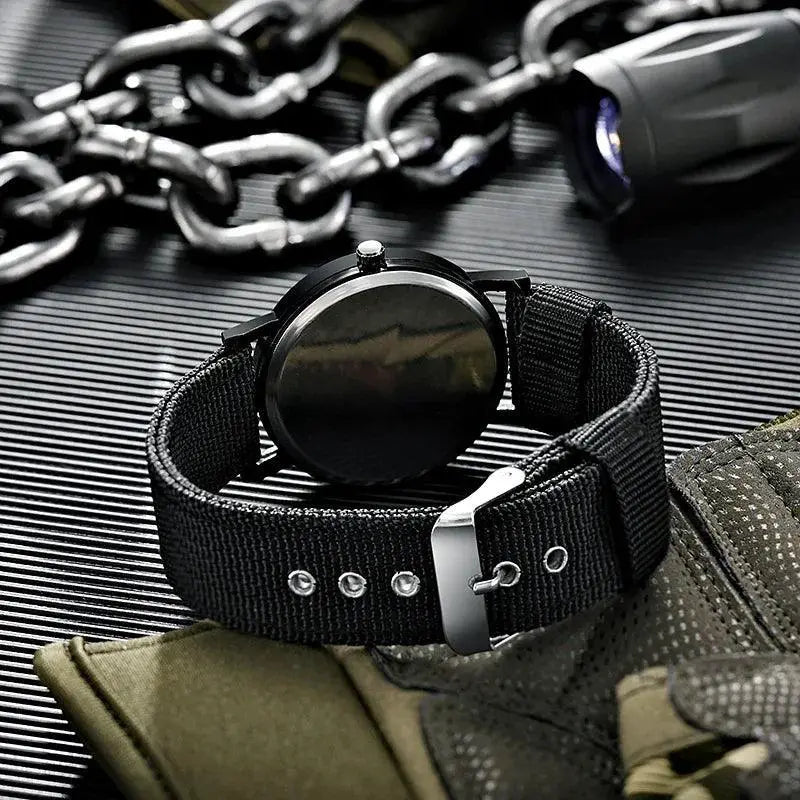 Military Style Mens Watch Tactical Nylon Band Wristwatch