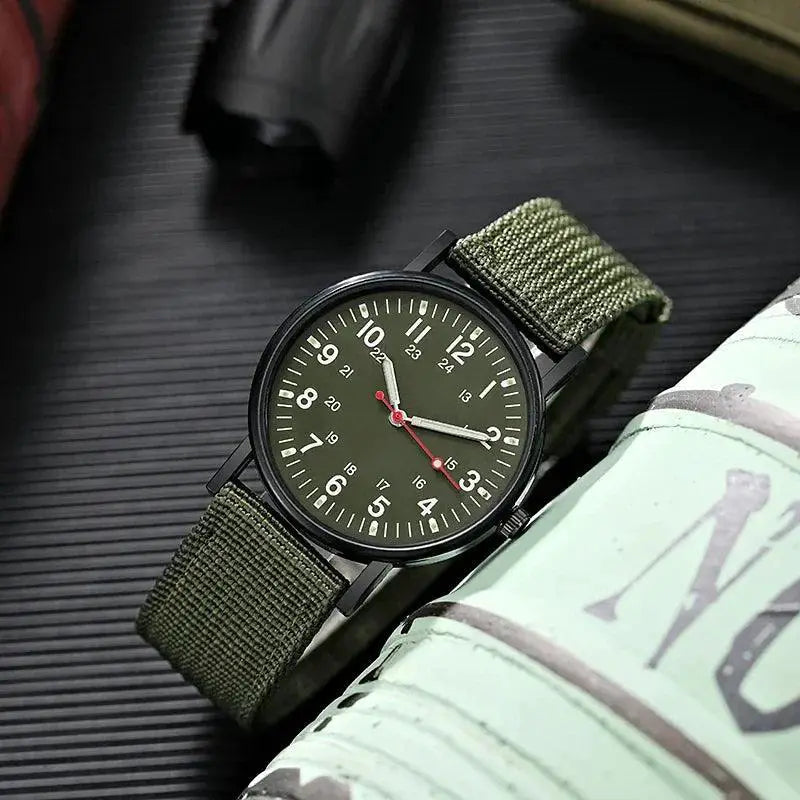 Military Style Mens Watch Tactical Nylon Band Wristwatch