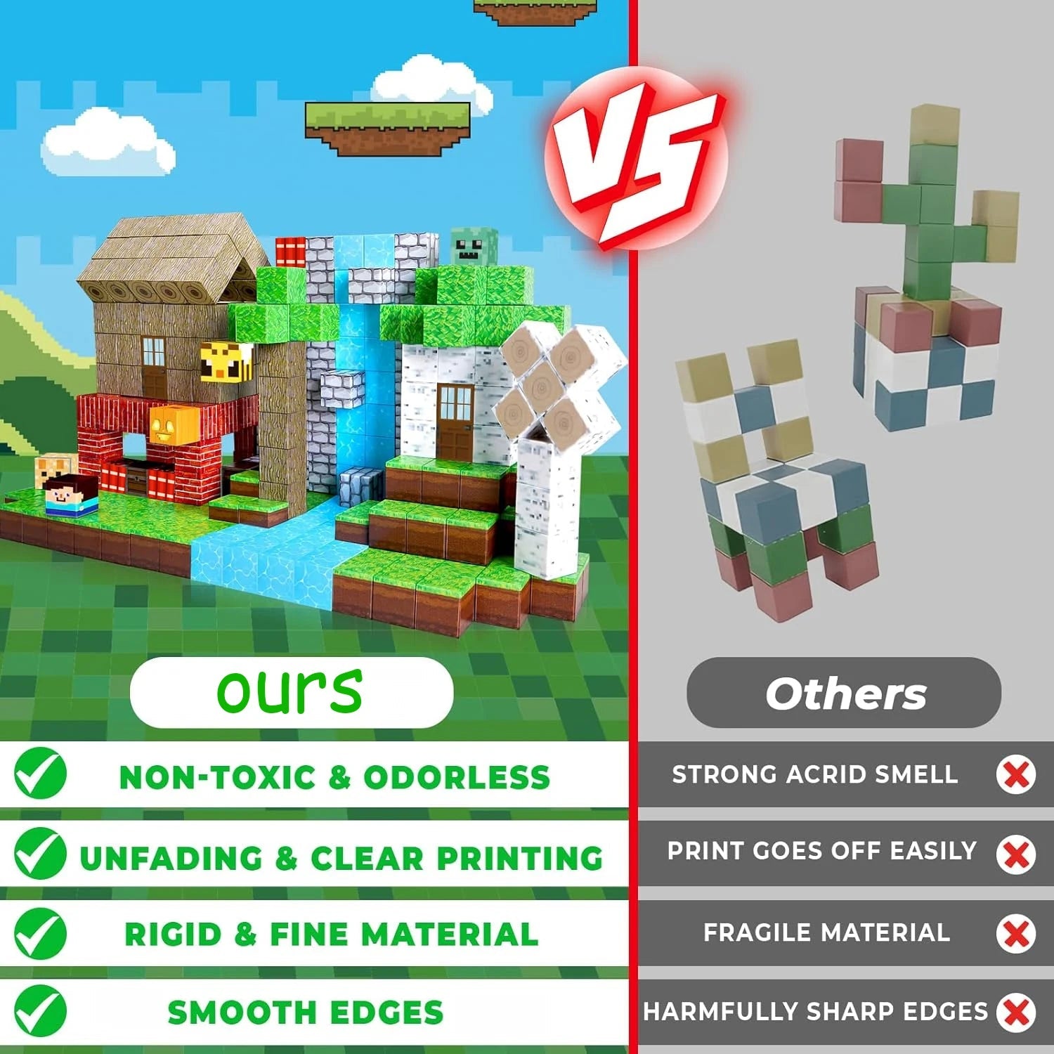 Mine World Magnetic Forest House - STEM Building Blocks For Creative Play Bundle