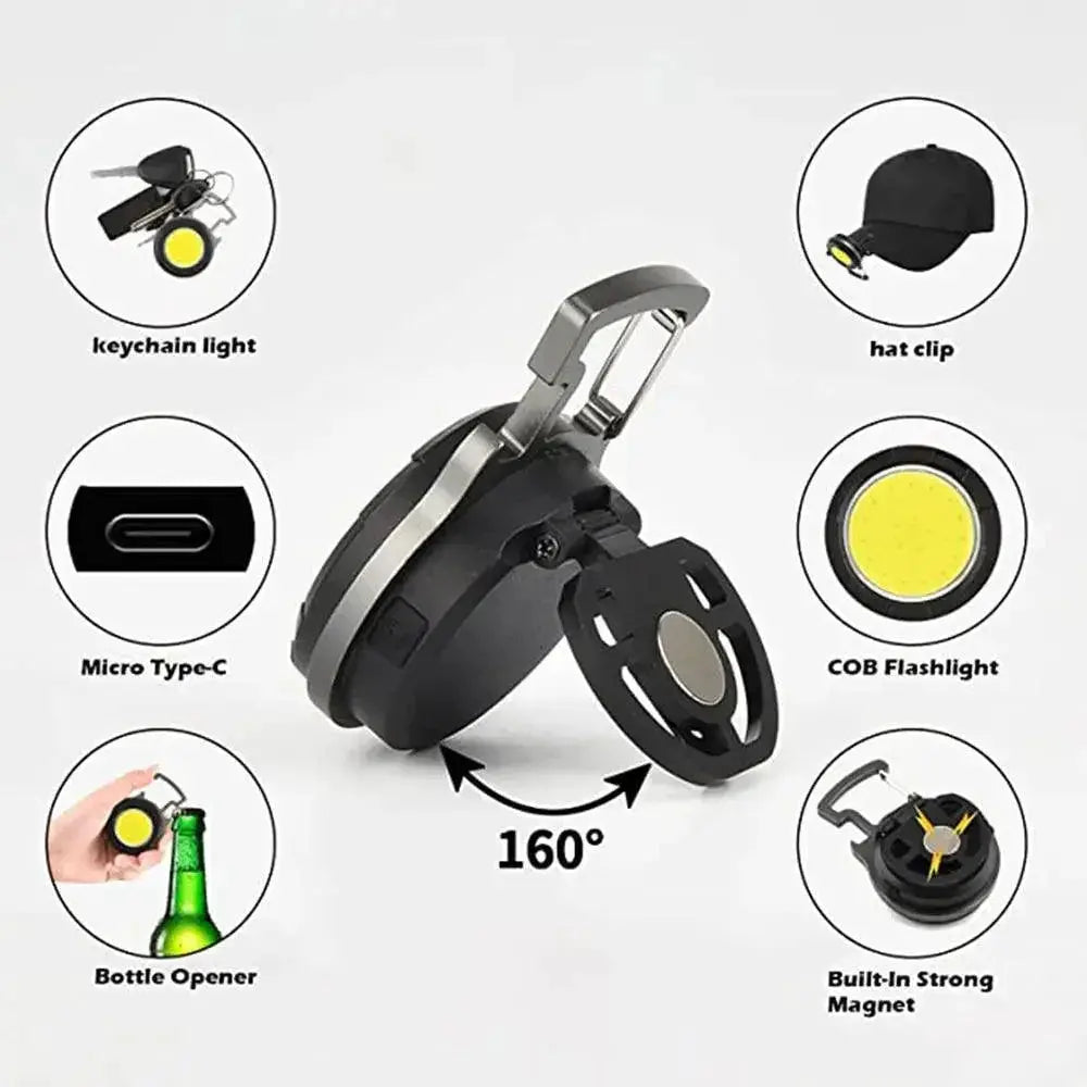 Mini COB Keychain Flashlight With Bottle Opener Rechargeable